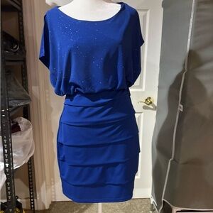 Enfocus Studio NWT Sz 6 Royal Blue Mini Dress w glitter accents
